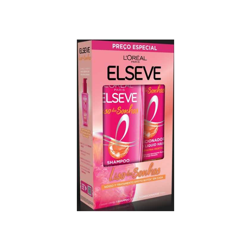 KIT SHAMPOO 375ML + CONDICIONADOR 170ML LORÉAL PARIS ELSEVE LISO DOS SONHOS