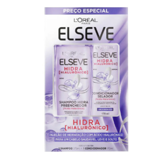 KIT SHAMPOO 375ML + CONDICIONADOR 170ML LORÉAL PARIS ELSEVE HIDRA HIALURÔNICO
