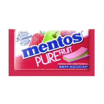 GOMA DE MASCAR MORANGO, MAÇÃ-VERDE E FRAMBOESA ZERO AÇÚCAR MENTOS PURE FRUIT ENVELOPE 8,5G 5 UNIDADES