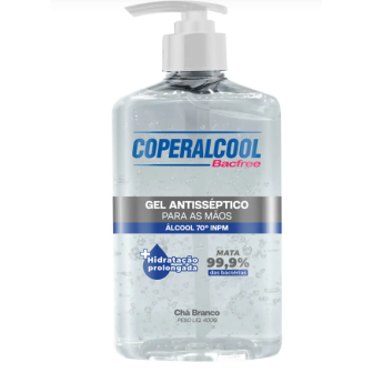 ALCOOL GEL P/MAOS COPERALCOOL 400G BACFREE CHA BRANCO