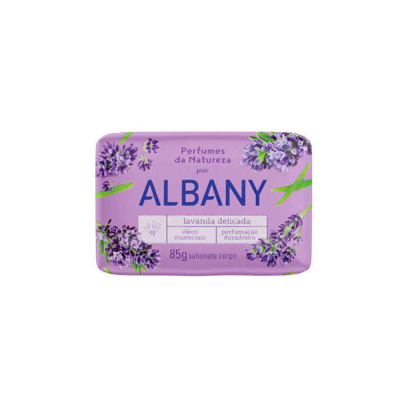 SABONETE BARRA LAVANDA DELICADA ALBANY PERFUMES DA NATUREZA ENVOLTÓRIO 85G