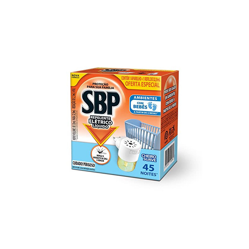 KIT APARELHO ELÉTRICO + REFIL REPELENTE LÍQUIDO CHEIRO SUAVE SBP 32,9ML