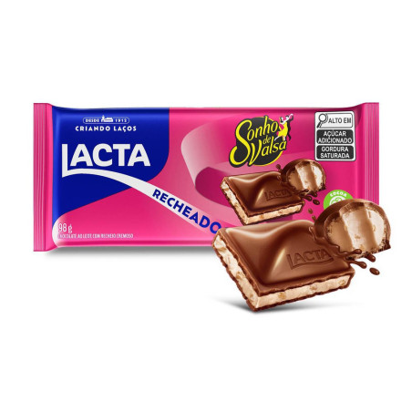 CHOCOLATE AO LEITE RECHEIO SONHO DE VALSA LACTA RECHEADOS PACOTE 98G