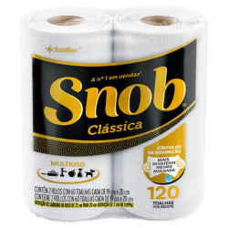 TOALHA DE PAPEL FOLHA DUPLA SNOB CLÁSSICA PACOTE 2 UNIDADES COM 60 FOLHAS CADA