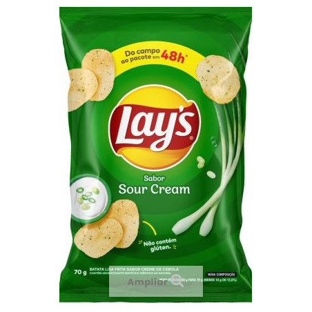 BATATA FRITA LISA SOUR CREAM LAYS PACOTE 70G