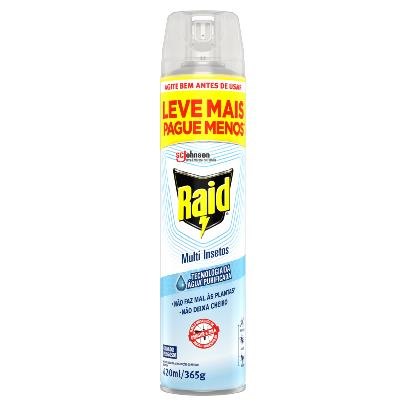 INSETICIDA AEROSSOL MULTI-INSETOS RAID ESSENCIAL FRASCO 420ML SPRAY