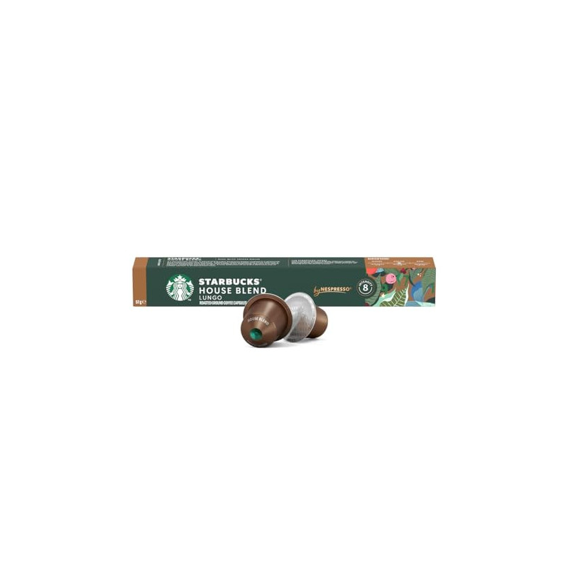 CAFÉ EM CÁPSULA TORRADO E MOÍDO LUNGO STARBUCKS HOUSE BLEND CAIXA 57G 10 UNIDADES