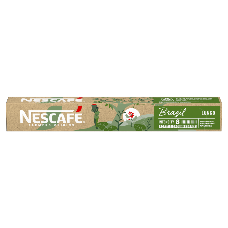 CAFÉ EM CÁPSULA TORRADO E MOÍDO LUNGO BRAZIL NESCAFÉ FARMERS ORIGINS CAIXA 44G 10 UNIDADES