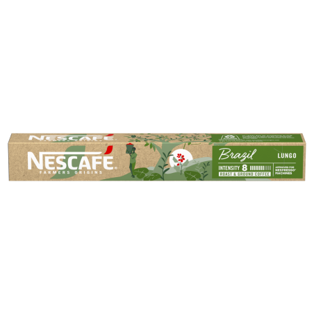 CAFÉ EM CÁPSULA TORRADO E MOÍDO LUNGO BRAZIL NESCAFÉ FARMERS ORIGINS CAIXA 44G 10 UNIDADES