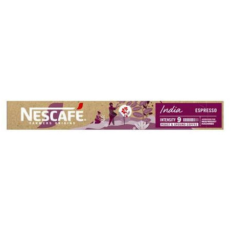 CAFÉ EM CÁPSULA TORRADO E MOÍDO ESPRESSO ÍNDIA NESCAFÉ FARMERS ORIGINS CAIXA 44G 10 UNIDADES