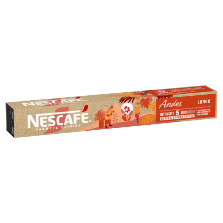 CAFÉ EM CÁPSULA TORRADO E MOÍDO LUNGO ANDES NESCAFÉ FARMERS ORIGINS CAIXA 44G 10 UNIDADES