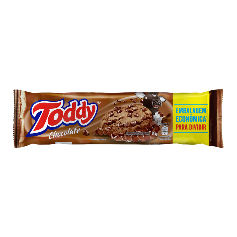 BISCOITO COOKIE CHOCOLATE COM GOTAS DE CHOCOLATE TODDY PACOTE 133G EMBALAGEM ECONÔMICA