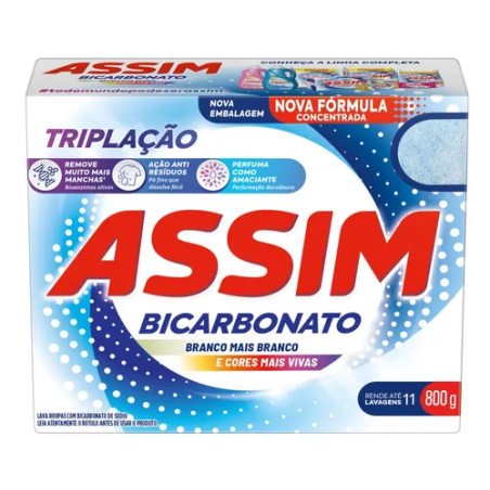 LAVA-ROUPAS PÓ ASSIM BICARBONATO TRIPLAÇÃO CAIXA 800G