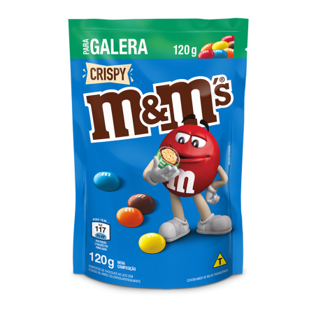CONFEITO DE CHOCOLATE AO LEITE M&MS CRISPY SACHÊ 120G