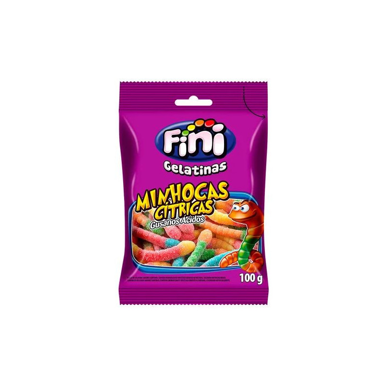 BALA DE GELATINA SORTIDA MINHOCAS AZEDINHAS FINI PACOTE 90G