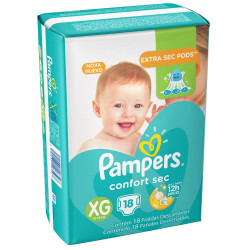 FRALDA DESCARTÁVEL INFANTIL PAMPERS CONFORT SEC XG PACOTE 18 UNIDADES