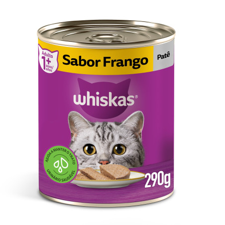PATÊ PARA GATOS ADULTOS FRANGO WHISKAS LATA 290G