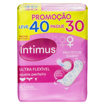 PROTETOR DIÁRIO SEM ABAS ULTRA FLEXÍVEL INTIMUS PACOTE 40 UNIDADES LEVE MAIS PAGUE MENOS