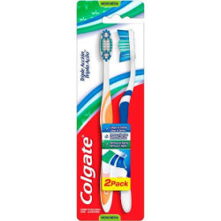 ESCOVA DENTAL MÉDIA COLGATE TRIPLA AÇÃO CABEÇA NORMAL 2 UNIDADES