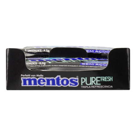 GOMA DE MASCAR MENTA FORTE ZERO AÇÚCAR MENTOS PURE FRESH ENVELOPE 8,5G 5 UNIDADES