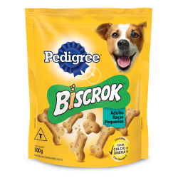 PETISCO PARA CÃES ADULTOS RAÇAS PEQUENAS LEITE PEDIGREE BISCROK POUCH 500G