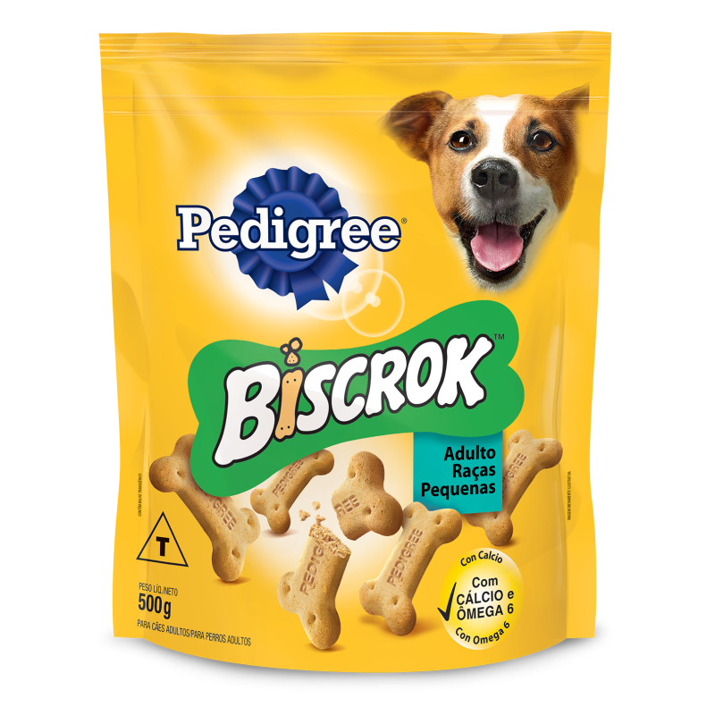 PETISCO PARA CÃES ADULTOS RAÇAS PEQUENAS LEITE PEDIGREE BISCROK POUCH 500G