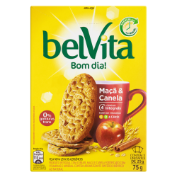 BISCOITO INTEGRAL MAÇÃ & CANELA BELVITA CAIXA 75G 3 UNIDADES