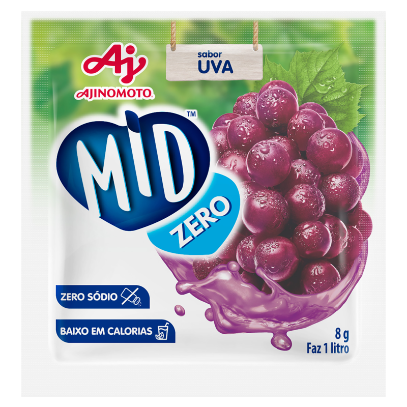 REFRESCO EM PÓ UVA MID ZERO PACOTE 8G