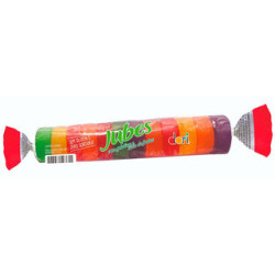 BALA DE GOMA LARANJA, ABACAXI, MAÇÃ, MORANGO OU UVA DORI JUBES FRUIT SNACKS PACOTE 48G