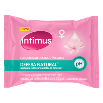 LENÇO UMEDECIDO ÍNTIMO INTIMUS DEFESA NATURAL PACOTE 16 UNIDADES