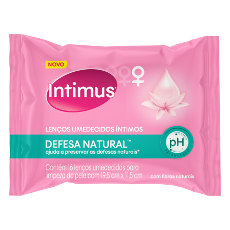 LENÇO UMEDECIDO ÍNTIMO INTIMUS DEFESA NATURAL PACOTE 16 UNIDADES