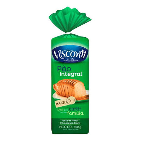PÃO DE FORMA INTEGRAL VISCONTI PACOTE 400G