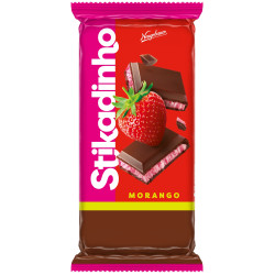 CHOCOLATE MEIO AMARGO COM RECHEIO DE MORANGO STIKADINHO CAIXA 840G
