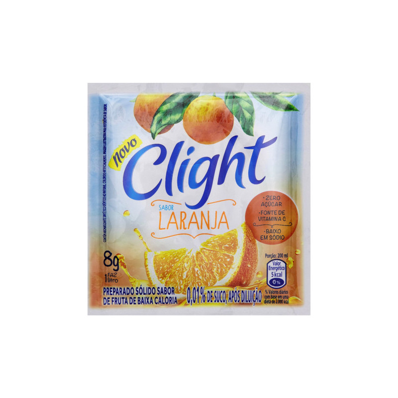 REFRESCO EM PÓ LARANJA ZERO AÇÚCAR CLIGHT PACOTE 8G