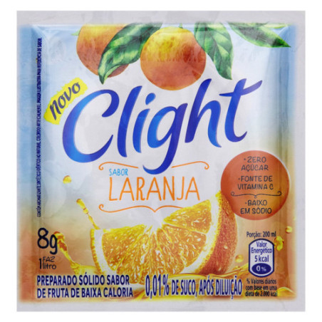 REFRESCO EM PÓ LARANJA ZERO AÇÚCAR CLIGHT PACOTE 8G