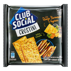 PACK BISCOITO CROSTINI QUEIJO PARMESÃO E VEGETAIS CLUB SOCIAL PACOTE 80G 4 UNIDADES