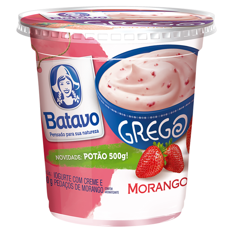 IOGURTE GREGO MORANGO BATAVO POTE 450G
