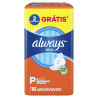 ABSORVENTE COM ABAS SECA ALWAYS PEQUENO PACOTE 16 UNIDADES GRÁTIS 2 ABSORVENTES