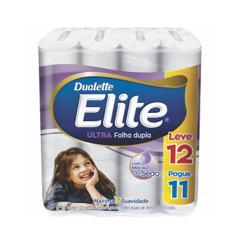 PAPEL HIGIÊNICO FOLHA DUPLA ULTRA SUAVE ELITE 30M PACOTE LEVE 12 PAGUE 11 UNIDADES