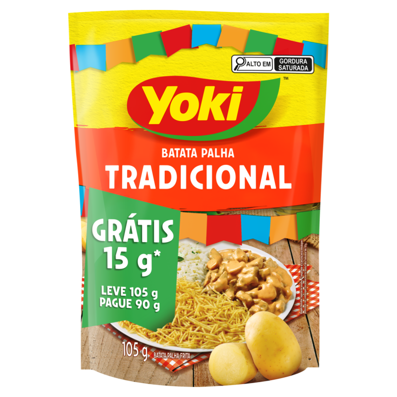 BATATA PALHA TRADICIONAL YOKI SACHÊ LEVE 105G PAGUE 90G