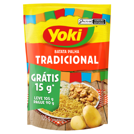 BATATA PALHA TRADICIONAL YOKI SACHÊ LEVE 105G PAGUE 90G