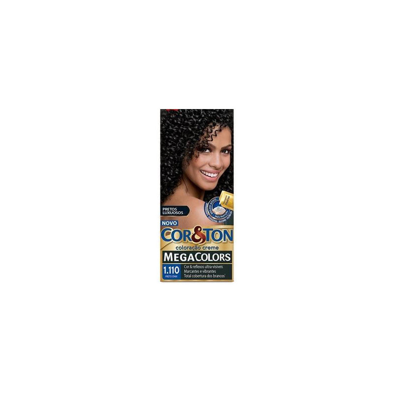 KIT COLORAÇÃO CREME 1.110 PRETO ÔNIX NIELY COR&TON MEGA COLORS