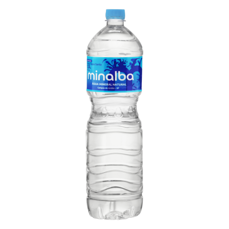 ÁGUA MINERAL NATURAL SEM GÁS MINALBA GARRAFA 1,5L