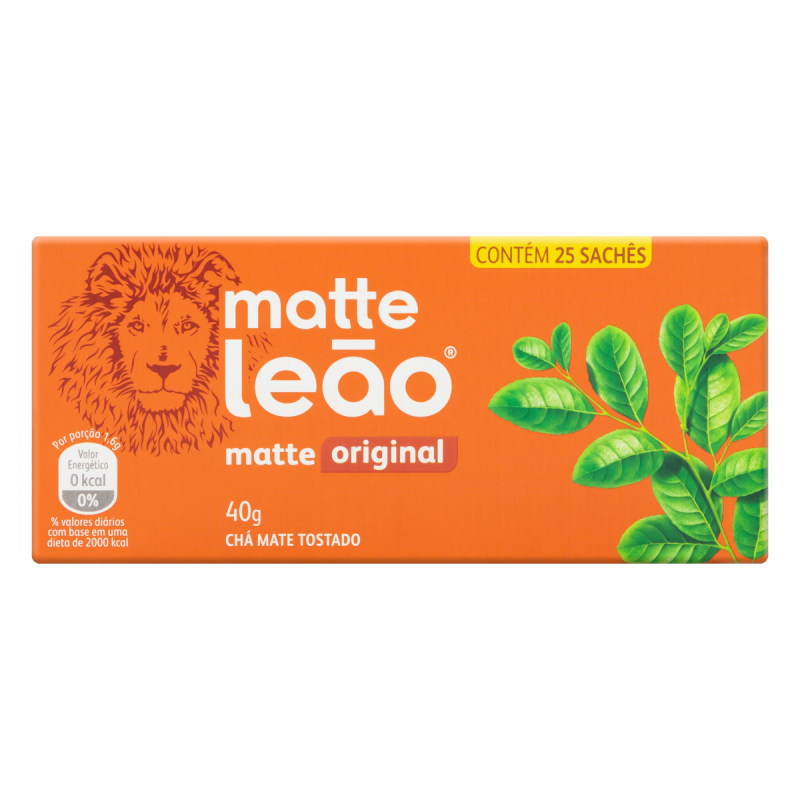 CHÁ MATE TOSTADO ORIGINAL MATTE LEÃO CAIXA 40G 25 UNIDADES