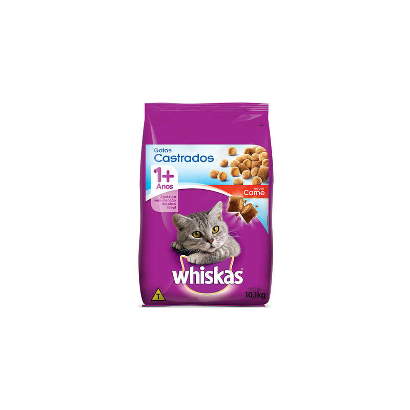 ALIMENTO PARA GATOS ADULTOS CARNE WHISKAS PACOTE 500G