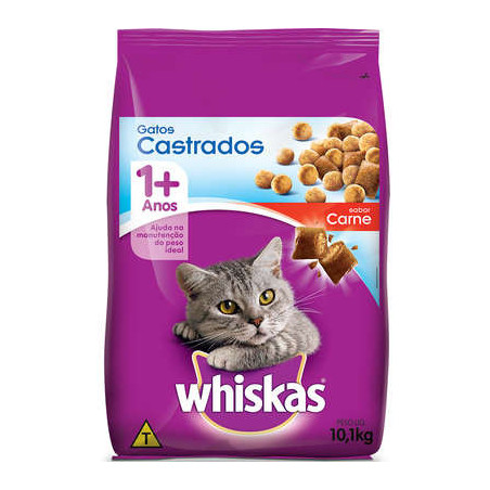 ALIMENTO PARA GATOS ADULTOS CARNE WHISKAS PACOTE 500G