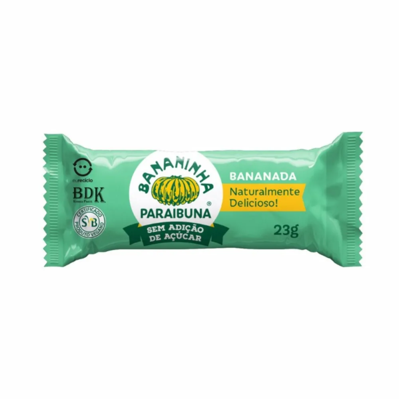 Bananada Bananinha Paraibuna Sem Açúcar Vegano Sem Conservantes 23g