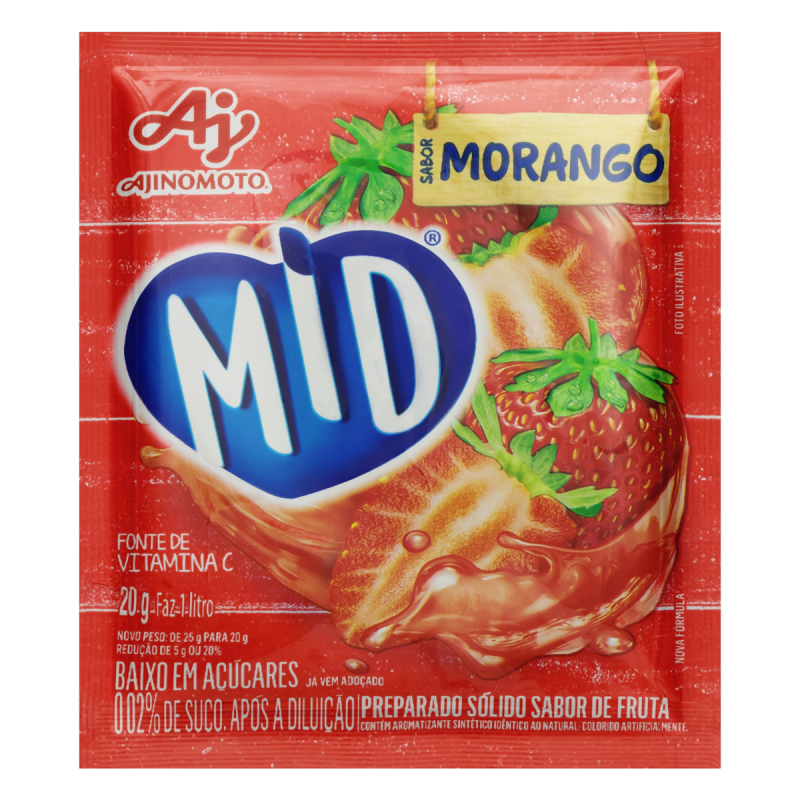 REFRESCO EM PÓ MORANGO MID PACOTE 20G