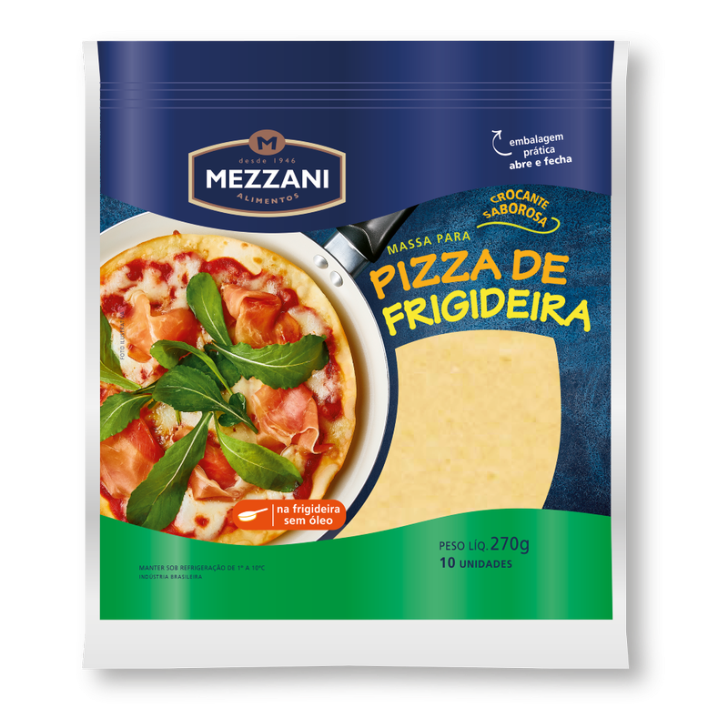 MASSA PARA PIZZA DE FRIGIDEIRA MEZZANI POUCH 270G 10 UNIDADES