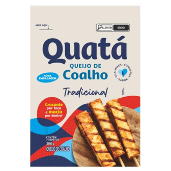 QUEIJO COALHO EM ESPETO TRADICIONAL QUATÁ 300G 7 UNIDADES